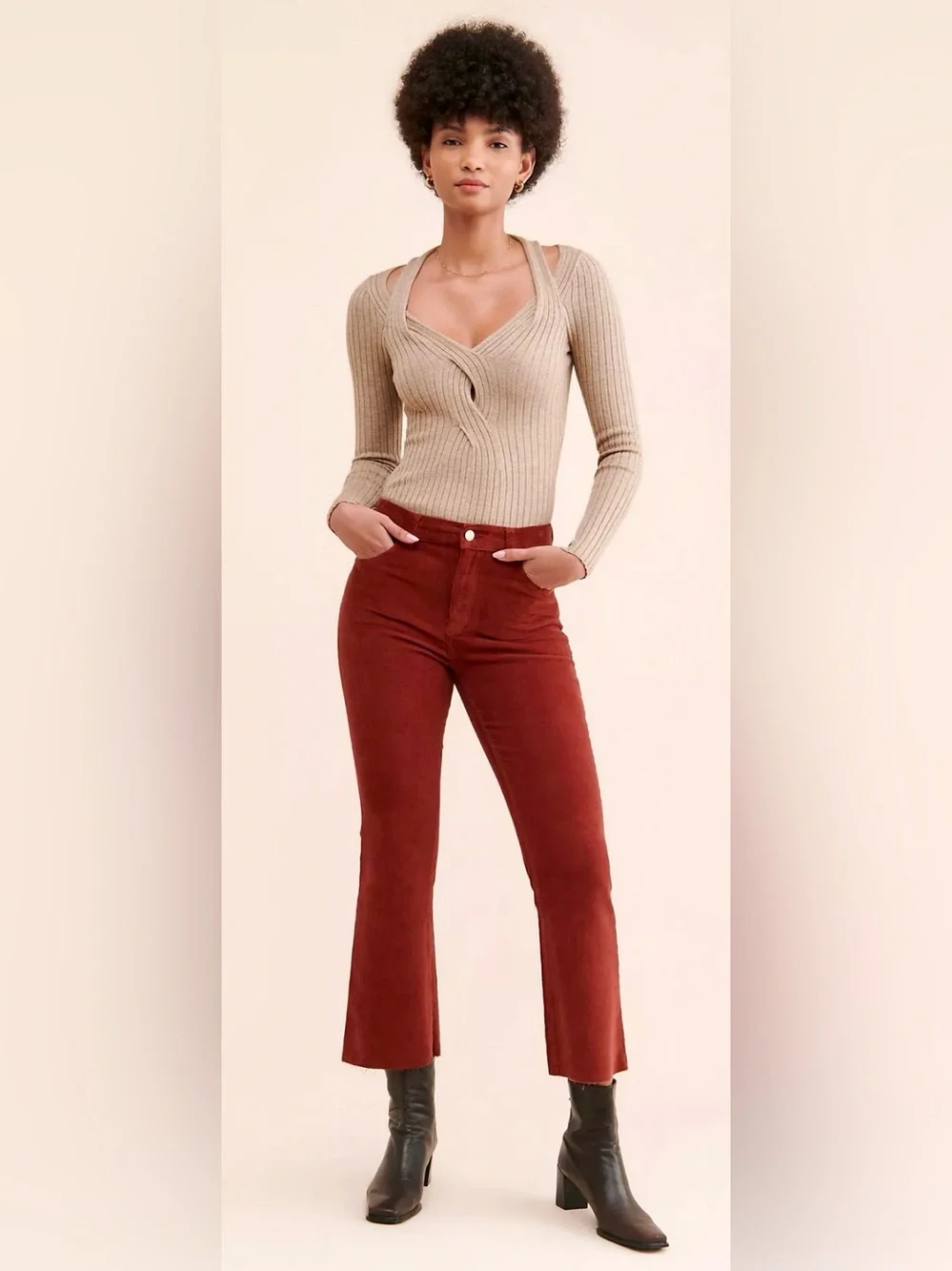 ✨ New - DL 1962 Bridget Corduroy Crop Flare Pants - Size 26 ✨